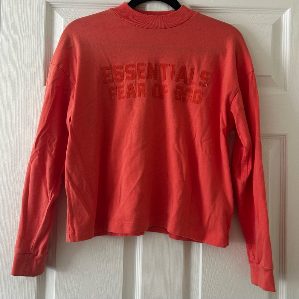 Kids Essentials Fear of God coral long sleeve shirt. Size 8